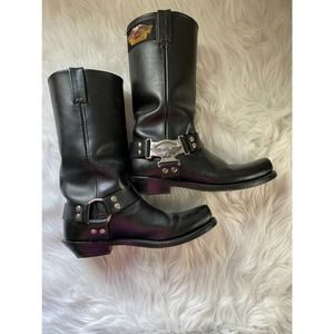 Harley Davidson Boots Womens 10 Black Leather Eagle Harness Tall Moto Biker